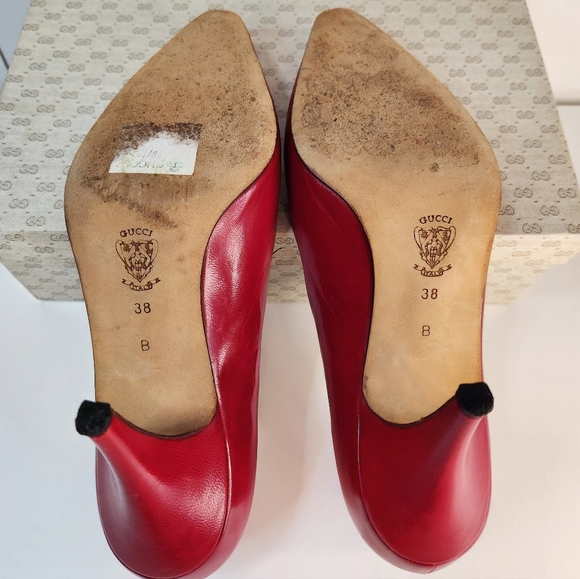 Vintage 80's Gucci red Italian leather heels, euro 38 US 7.5 with box! - Picture 6 of 6